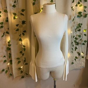Alexander Wang Ribbed Turtleneck Sweater- Ivory - Statement Sleeve